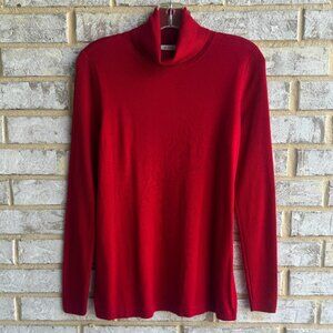J. Jill Silk & Cotton Long Sleeve Turtleneck Red Sweater Women's Size XS